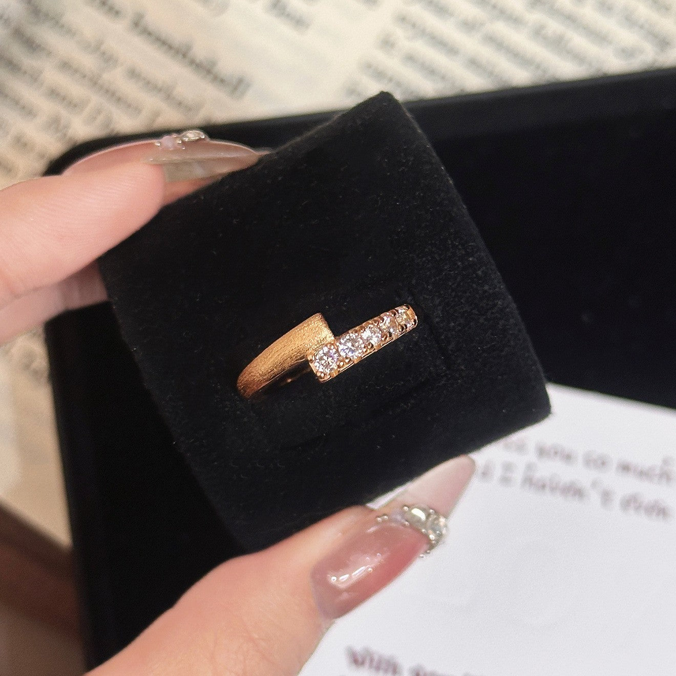 Starlight Brushed Ring with Unique Interwoven Star Orbit Band