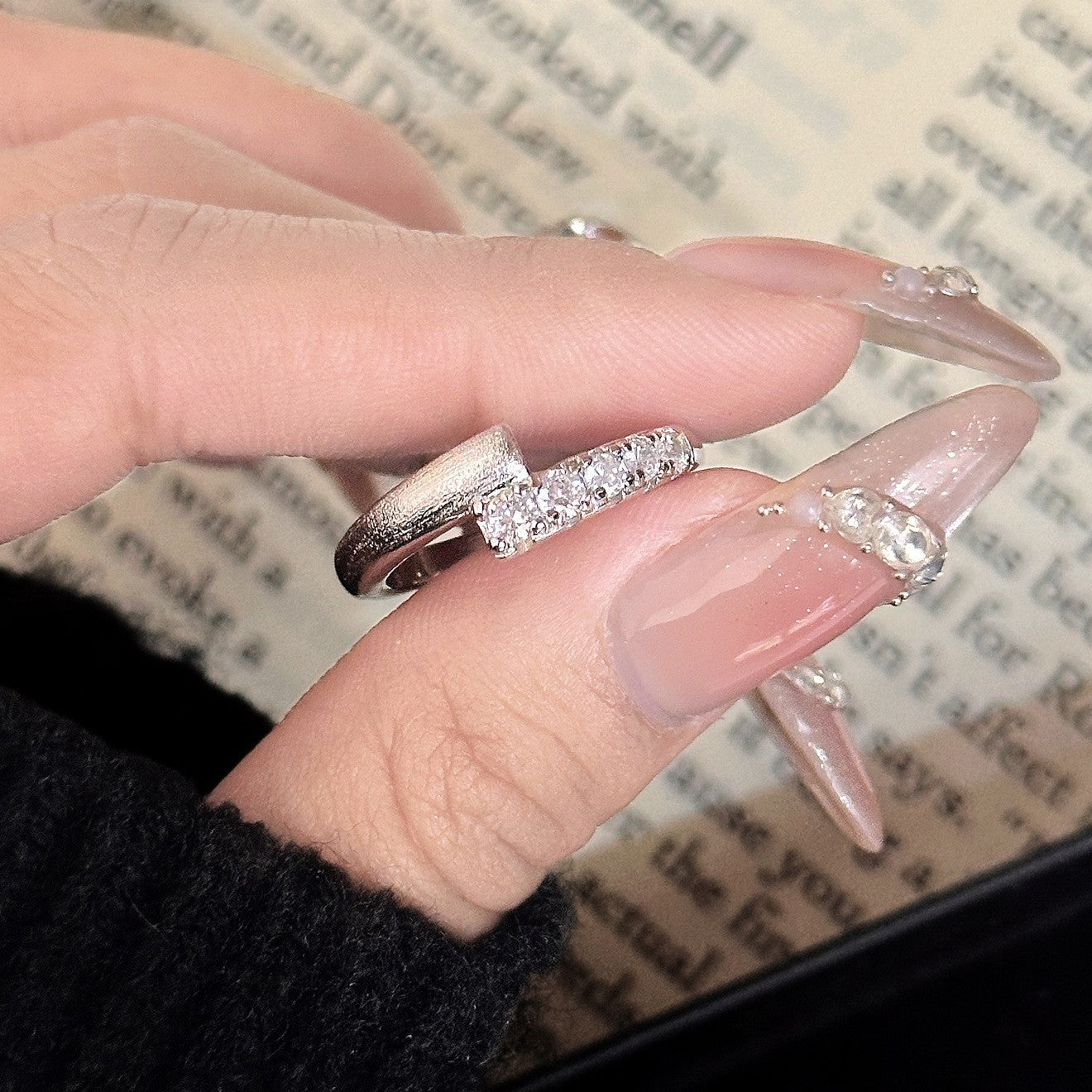 Starlight Brushed Ring with Unique Interwoven Star Orbit Band