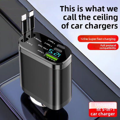 Starry Sky Car Charger 120W Retractable USB Fast Charger