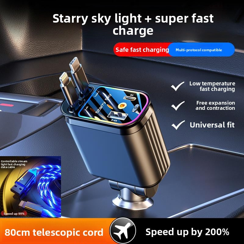 Starry Sky Car Charger 120W with Retractable Cable
