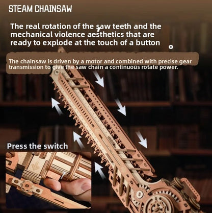 Steam-Powered Chainsaw Model DIY Handmade Creative