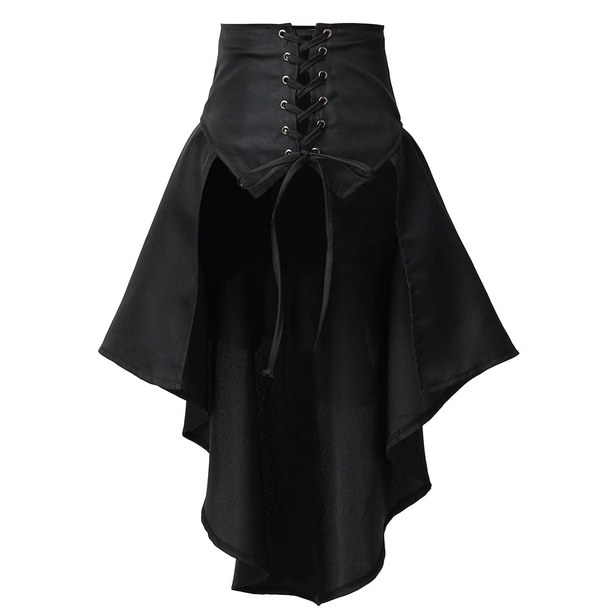 Steampunk Renaissance Pirate Asymmetrical Ruffled Lace-Up Skirt