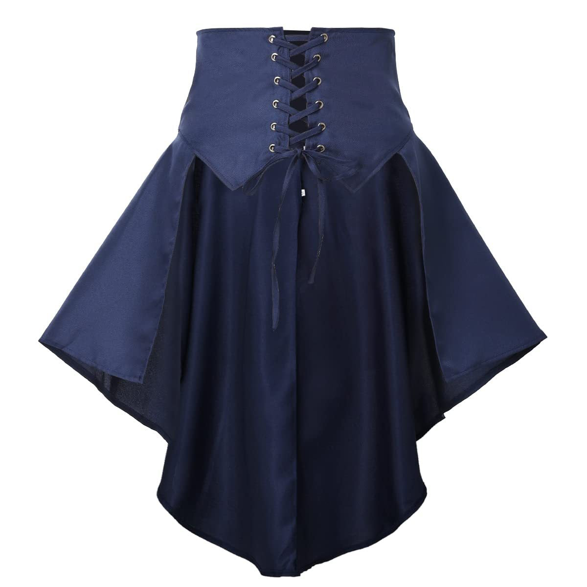 Steampunk Renaissance Pirate Asymmetrical Ruffled Lace-Up Skirt