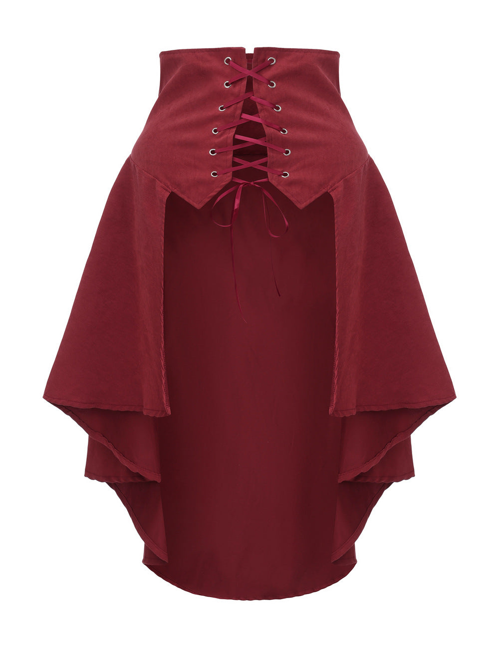 Steampunk Renaissance Pirate Asymmetrical Ruffled Lace-Up Skirt