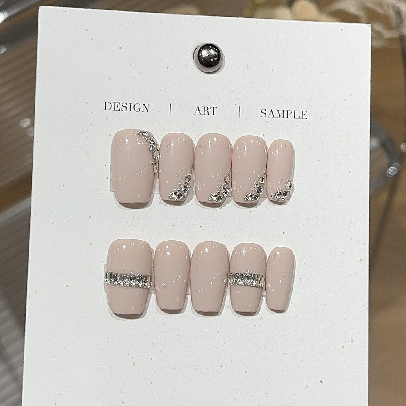 Steel bead and broken diamond wearable nails