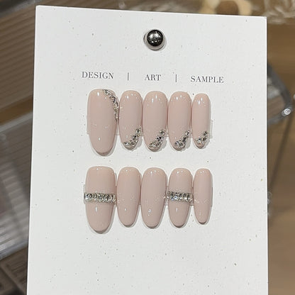 Steel bead and broken diamond wearable nails