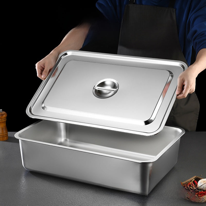 Steel Square Tray with Lid for Commercial Use