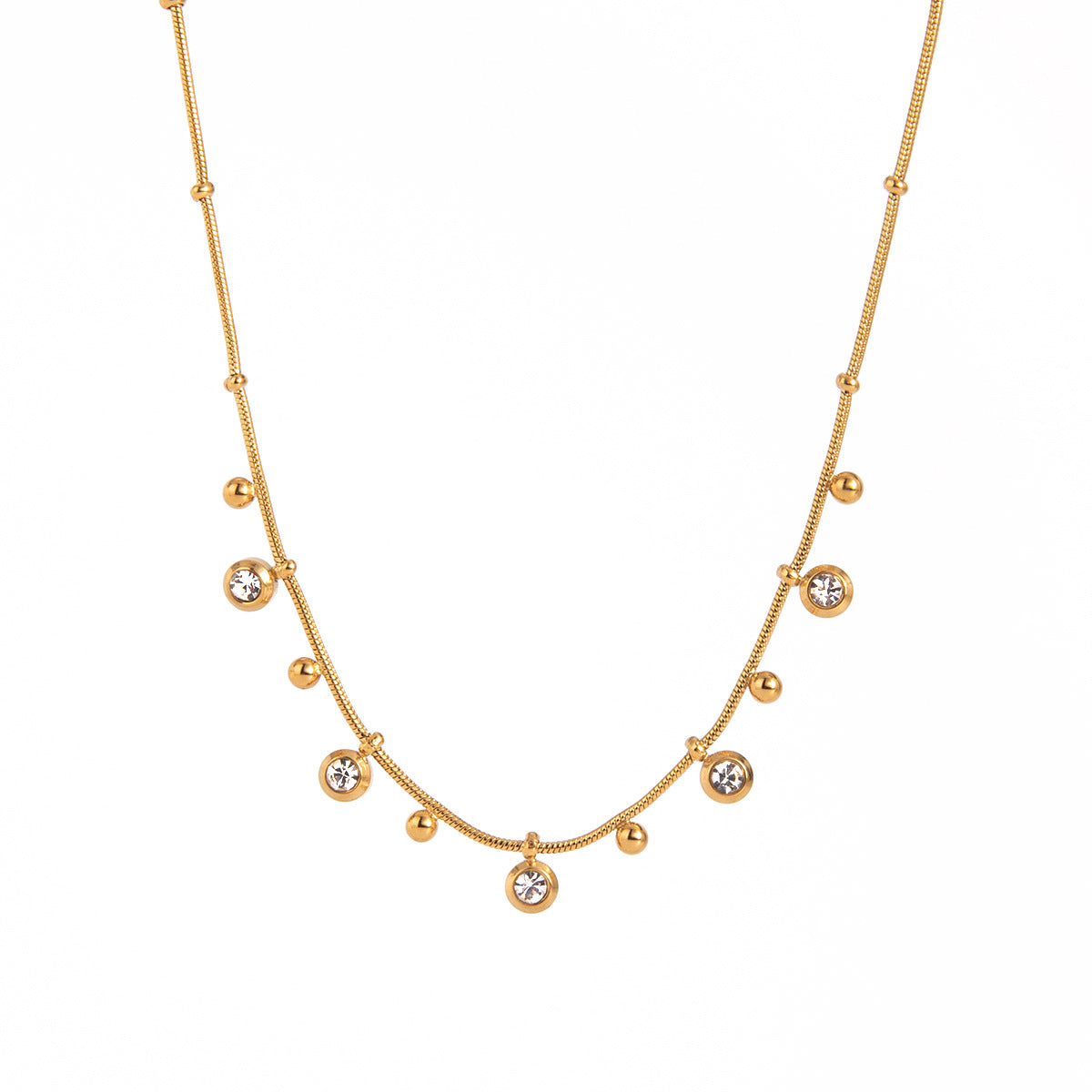 Steel Zircon Pendant Necklace