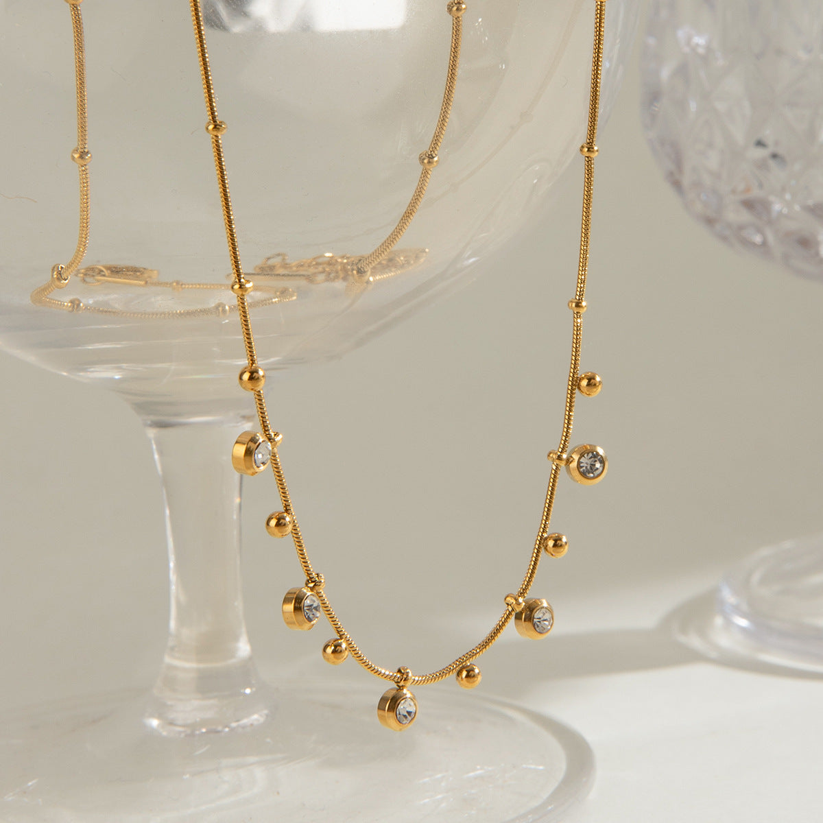 Steel Zircon Pendant Necklace