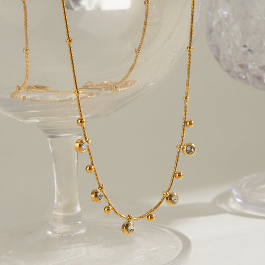 Steel Zircon Pendant Necklace