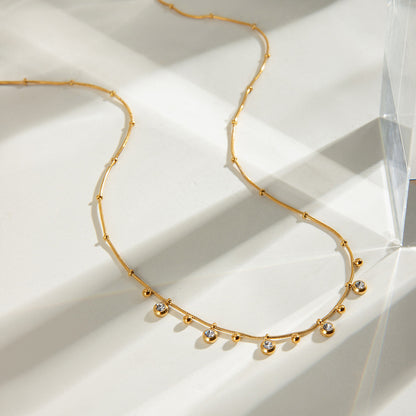 Steel Zircon Pendant Necklace