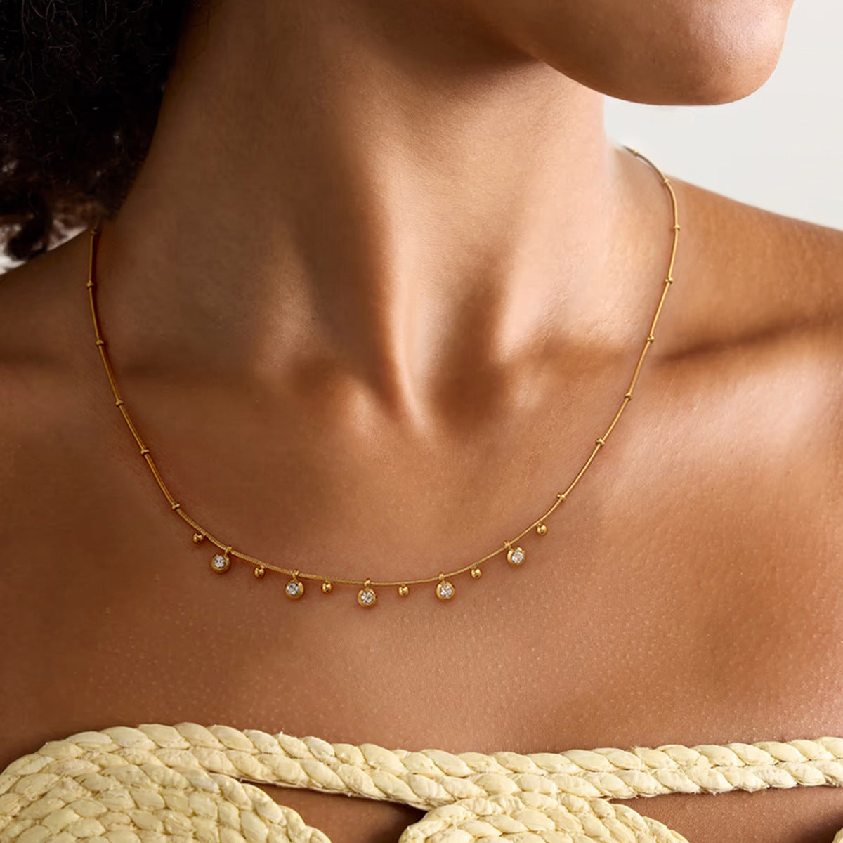 Steel Zircon Pendant Necklace