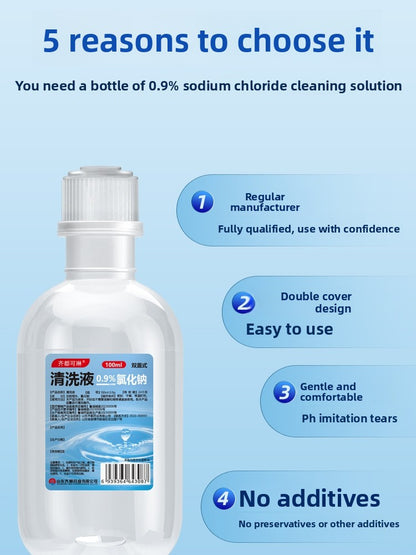 Sterile 0.9% Sodium Chloride Saline Solution for Eye Washing