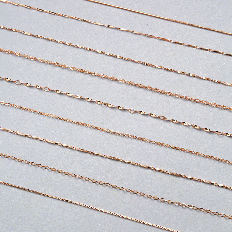 Sterling Silver 925 Plated 18K Gold Women's Snake Bone Chain Necklace