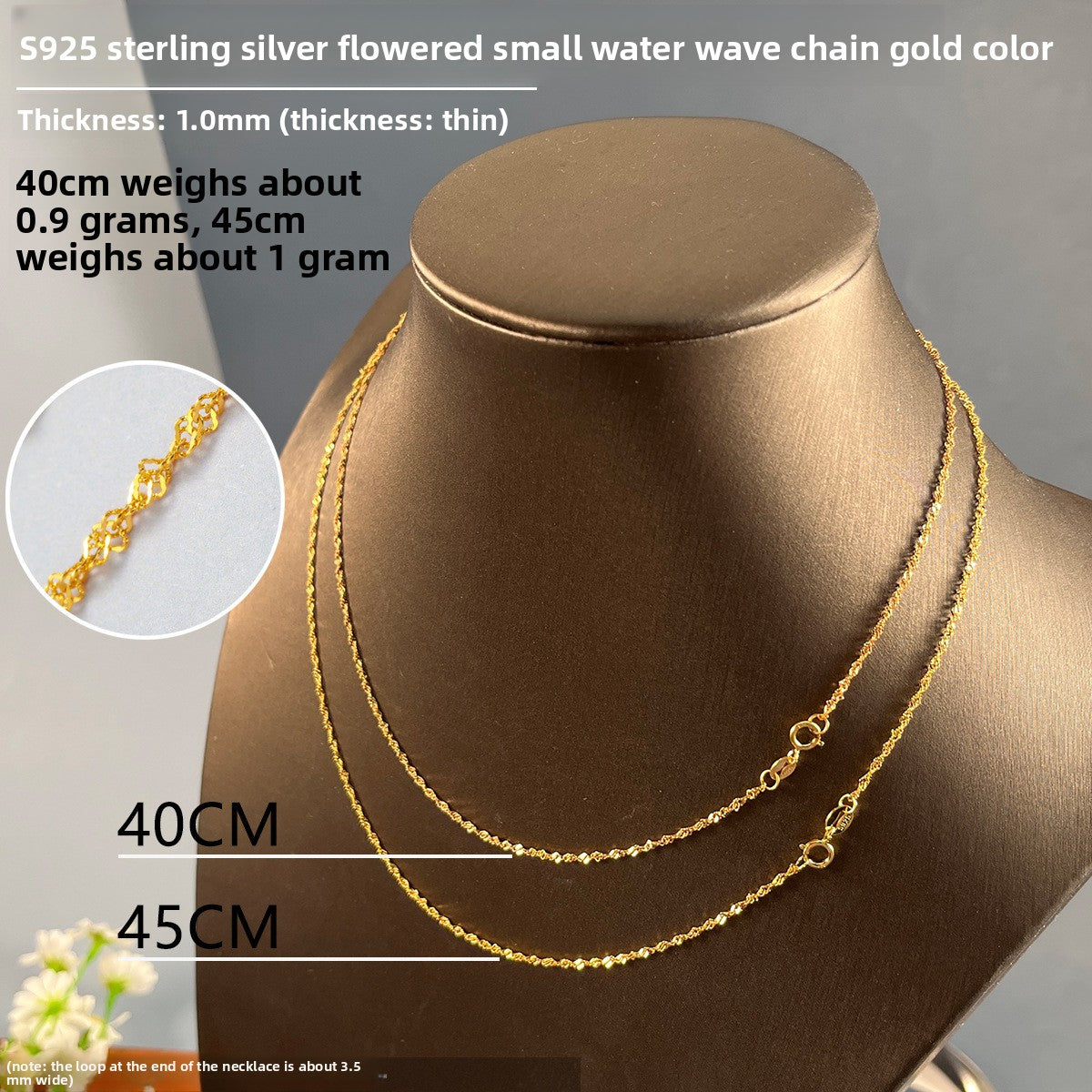 Sterling Silver 925 Plated 18K Gold Women's Snake Bone Chain Necklace