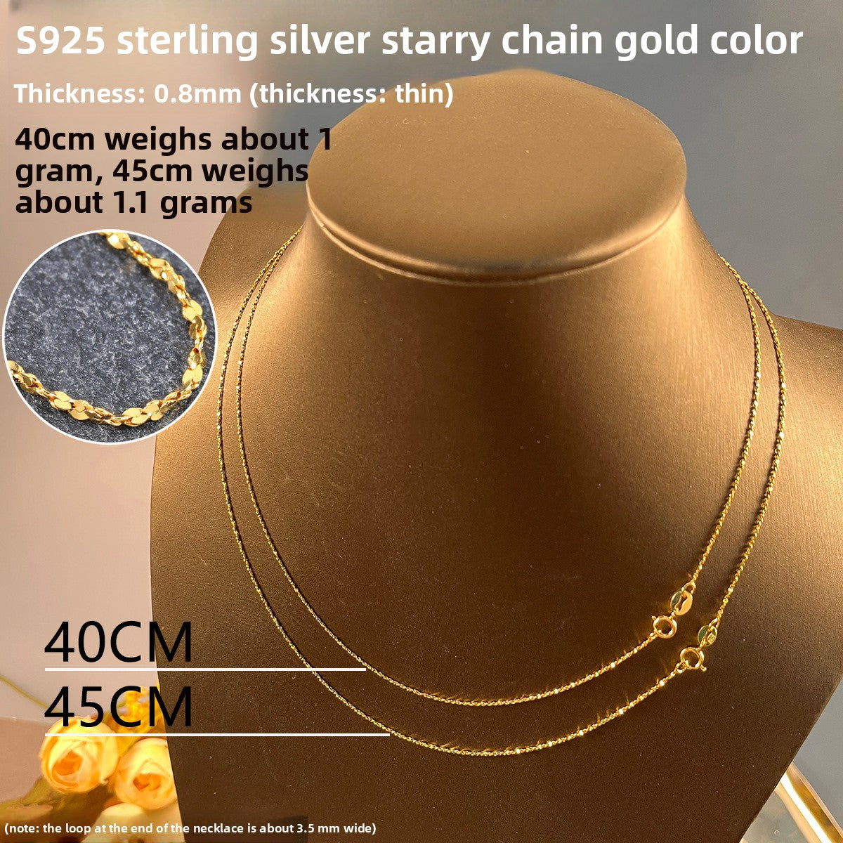 Sterling Silver 925 Plated 18K Gold Women's Snake Bone Chain Necklace