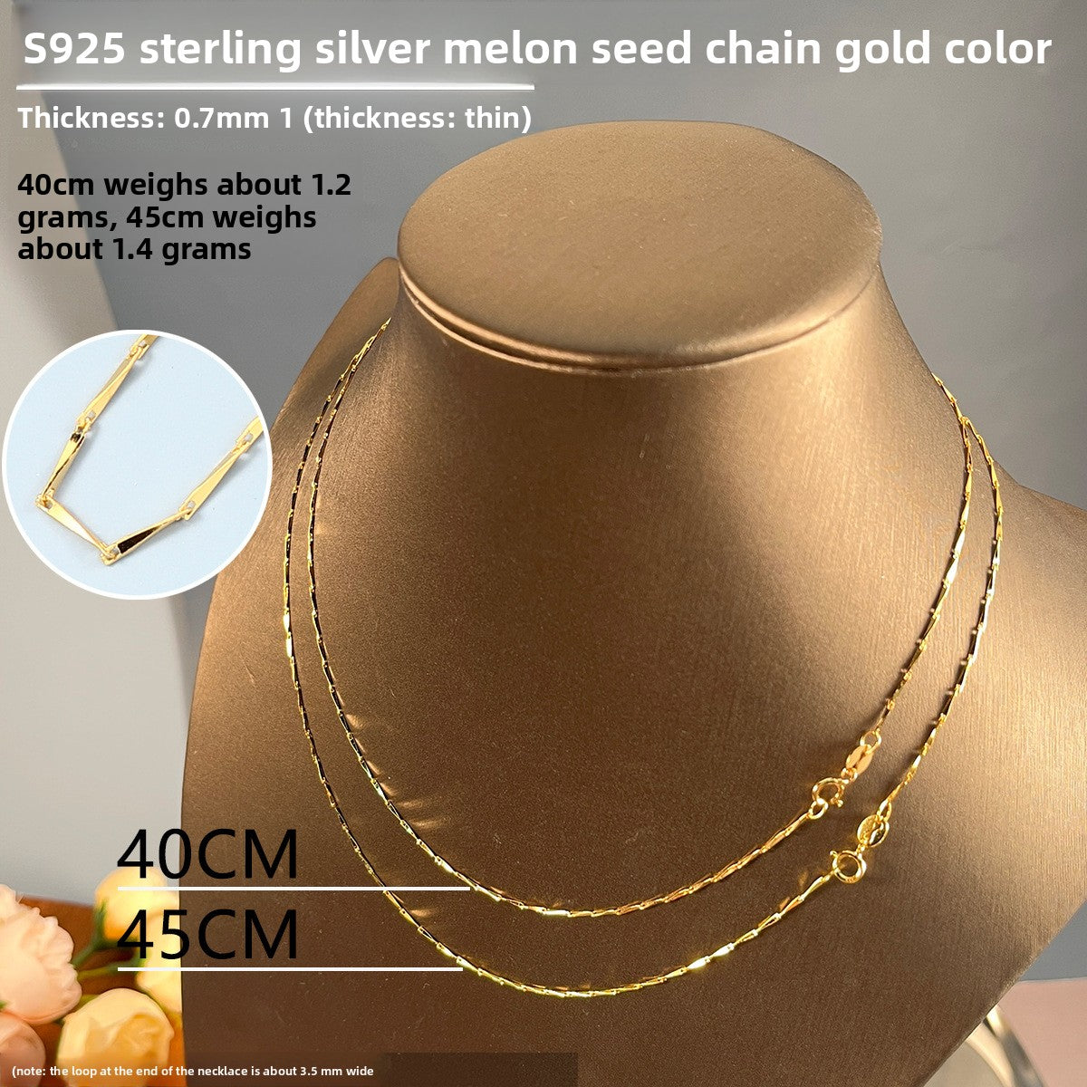 Sterling Silver 925 Plated 18K Gold Women's Snake Bone Chain Necklace