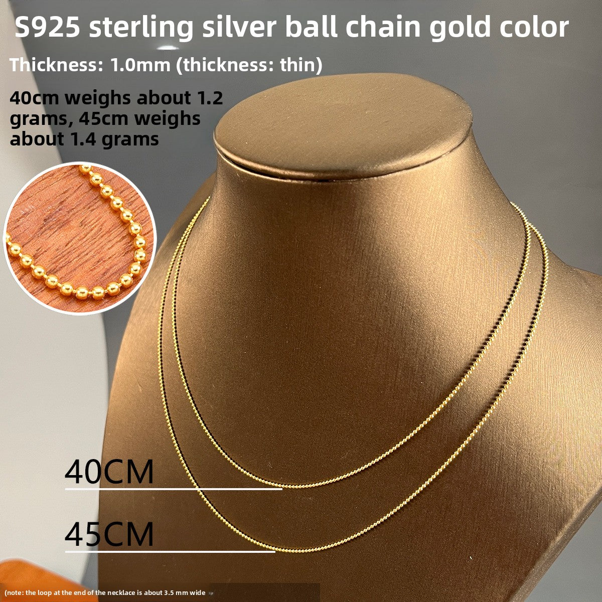 Sterling Silver 925 Plated 18K Gold Women's Snake Bone Chain Necklace