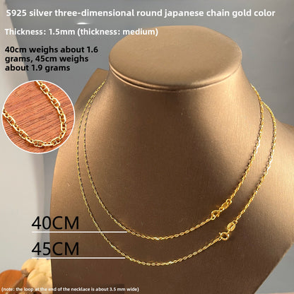 Sterling Silver 925 Plated 18K Gold Women's Snake Bone Chain Necklace