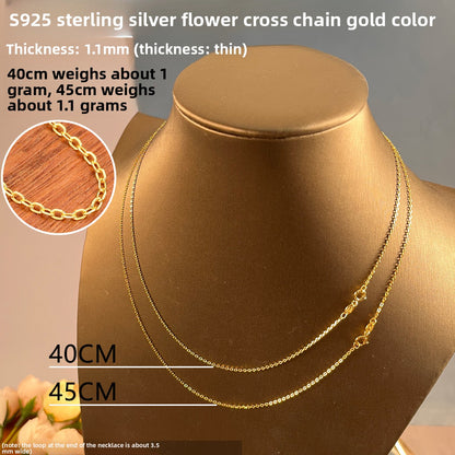 Sterling Silver 925 Plated 18K Gold Women's Snake Bone Chain Necklace