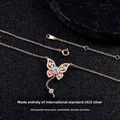 Sterling Silver Butterfly Moissanite Necklace