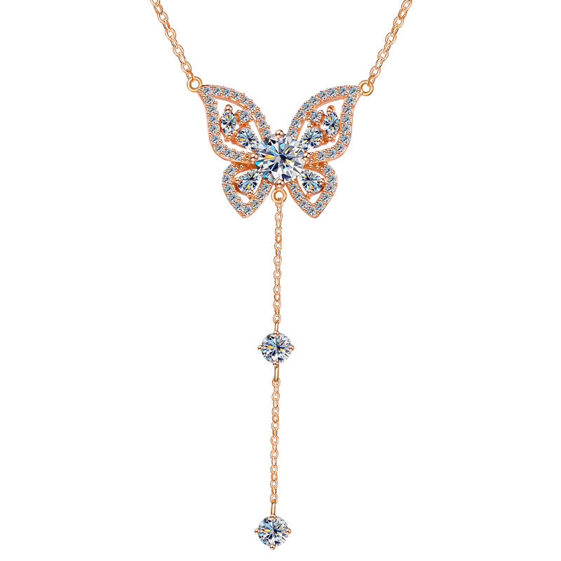 Sterling Silver Butterfly Moissanite Necklace