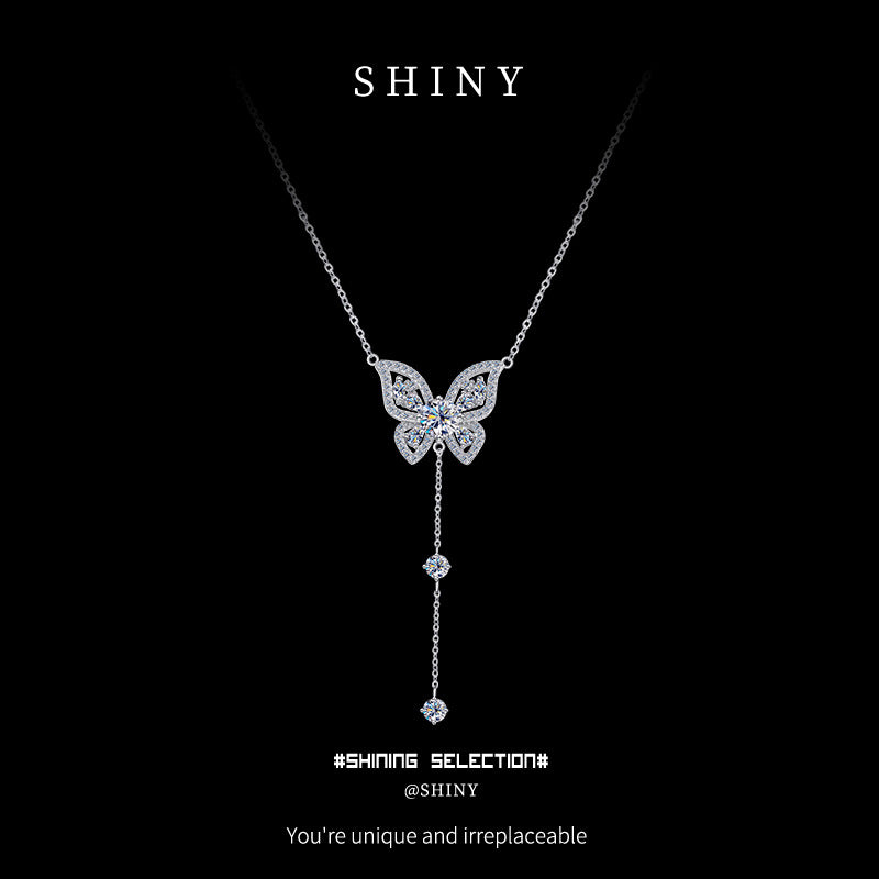 Sterling Silver Butterfly Moissanite Necklace