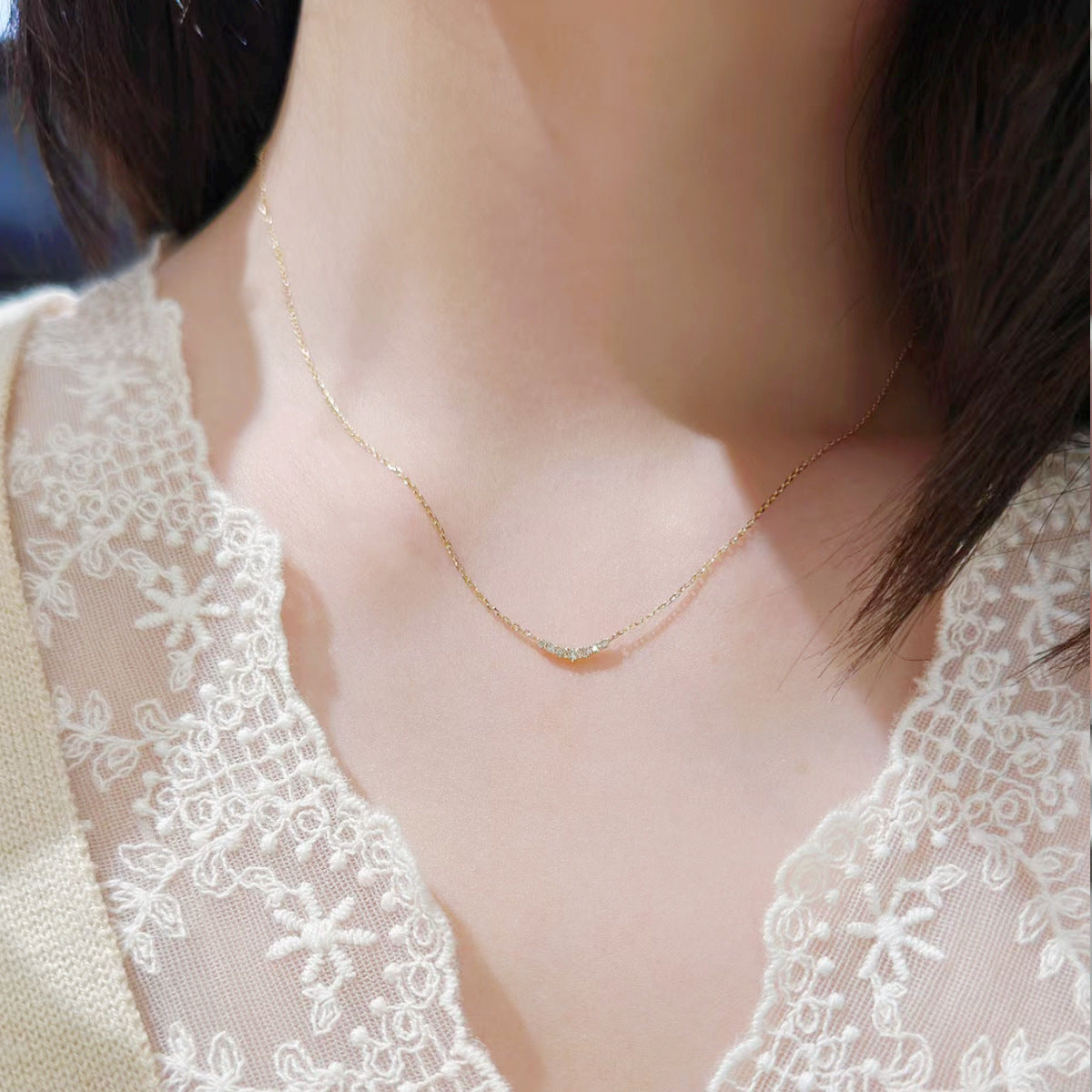 Sterling Silver Collarbone Necklace for Women