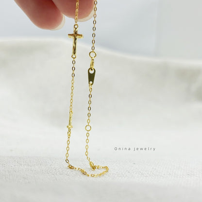 Sterling Silver Cross Bracelet with Gold Plating