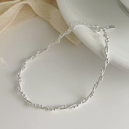 Sterling Silver Double Layer Bead Bracelet