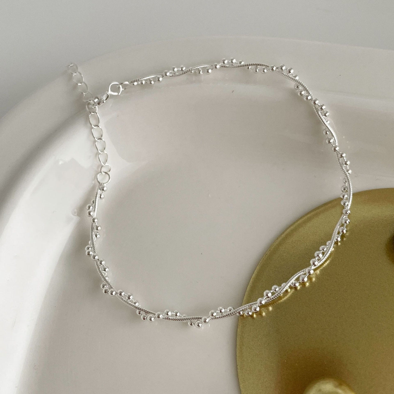Sterling Silver Double Layer Bead Bracelet