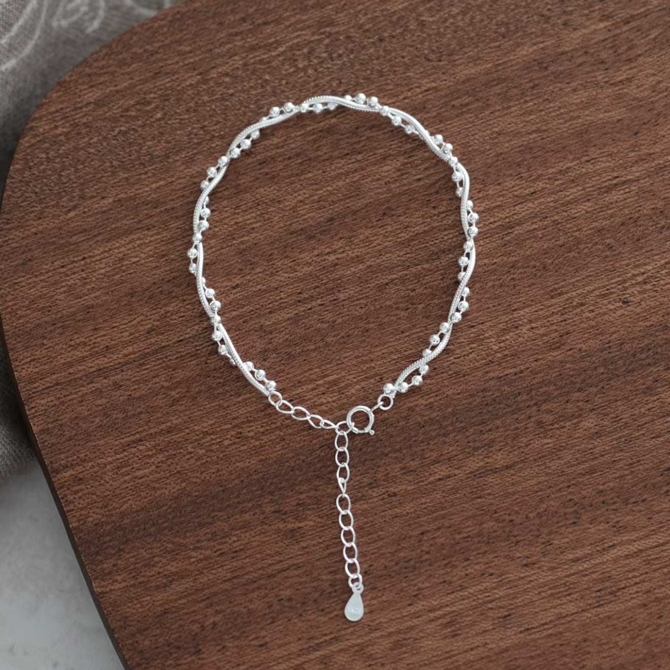 Sterling Silver Double Layer Bead Bracelet