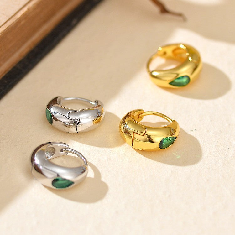 Sterling Silver Emerald Drop Zircon Earrings