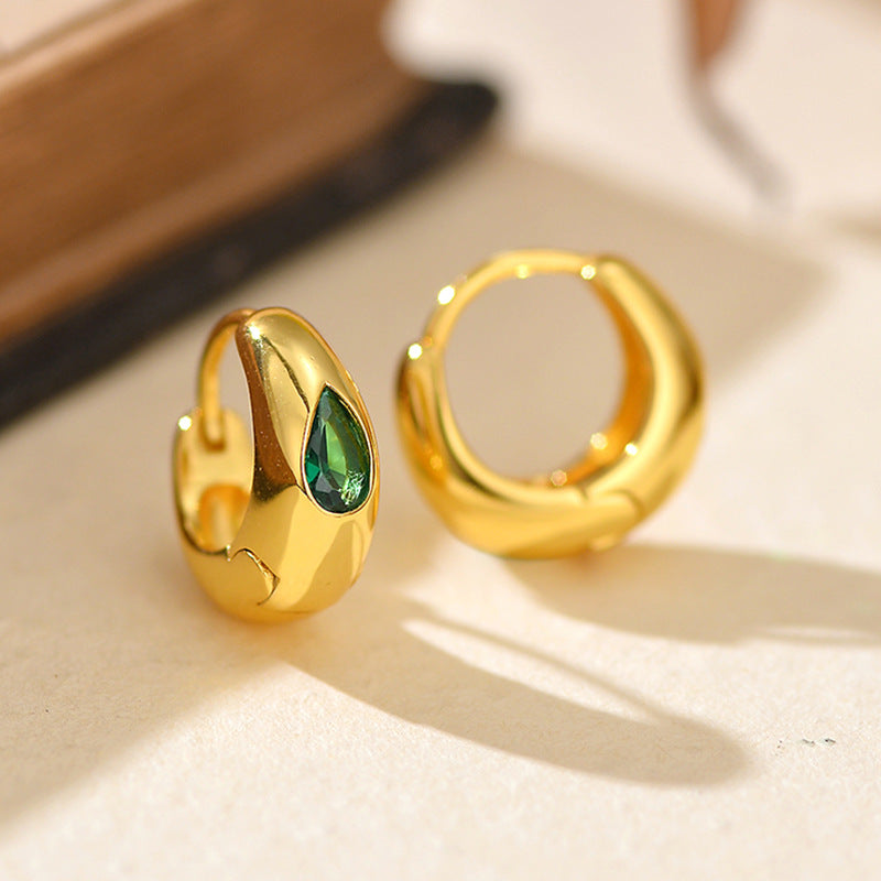 Sterling Silver Emerald Drop Zircon Earrings