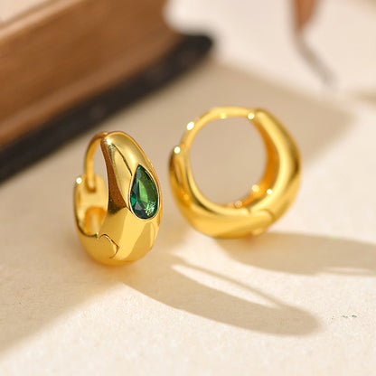 Sterling Silver Emerald Drop Zircon Earrings