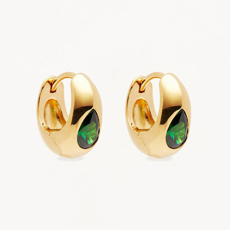 Sterling Silver Emerald Drop Zircon Earrings