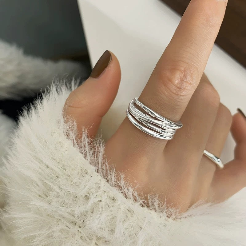 Sterling Silver Geometric Opening Ring