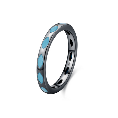 Sterling Silver Geometric Rainbow Diamond Ring