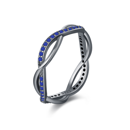 Sterling Silver Geometric Rainbow Diamond Ring