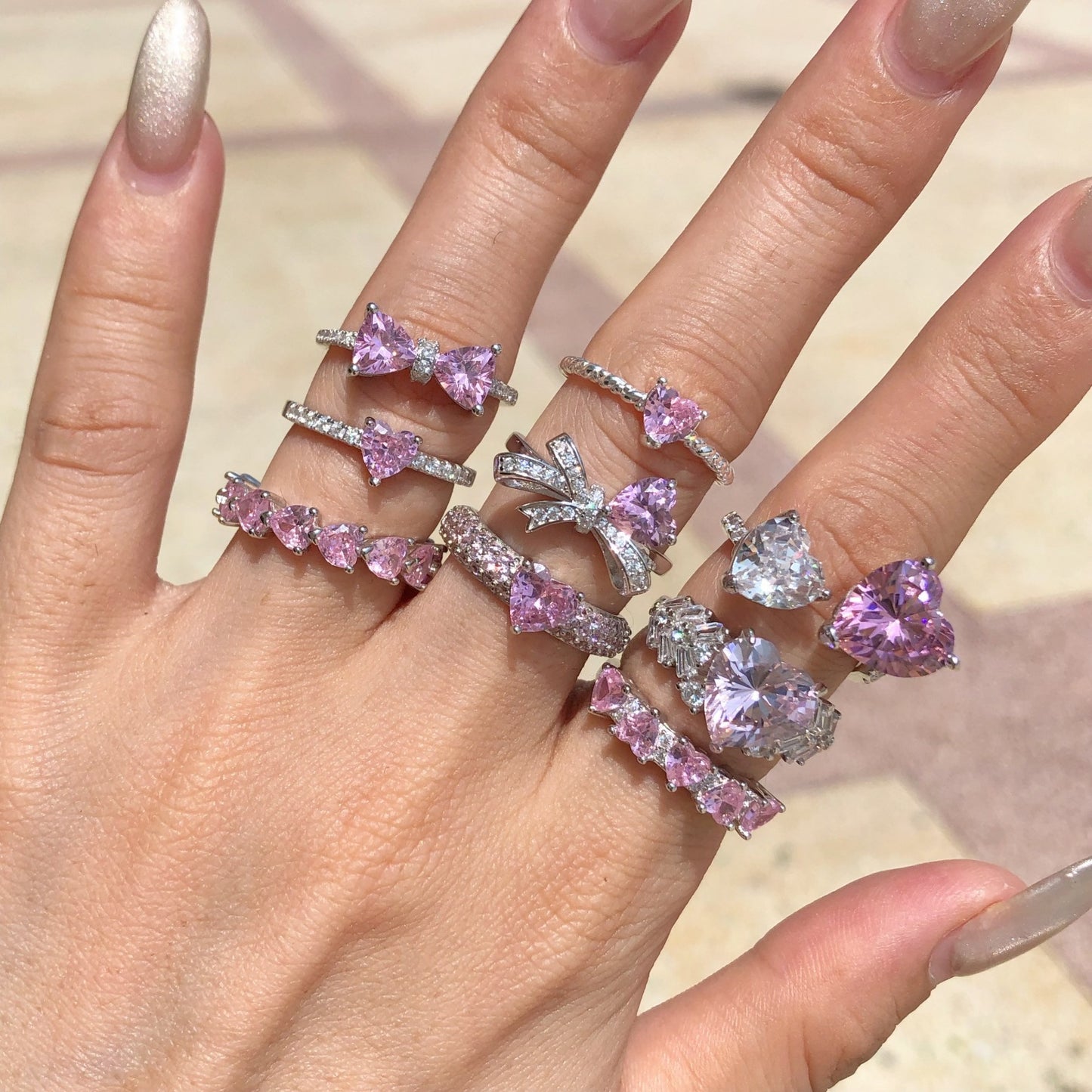 Sterling Silver Geometric Zircon Ring