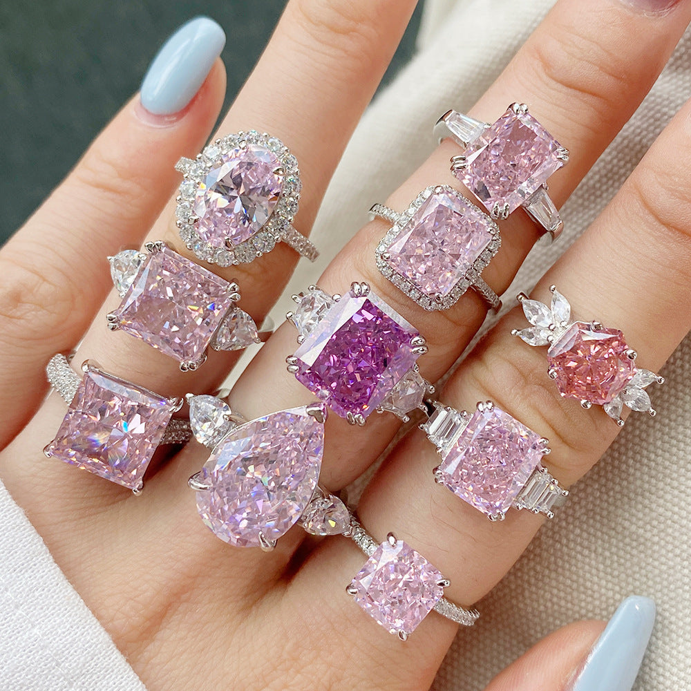 Sterling Silver Geometric Zircon Ring