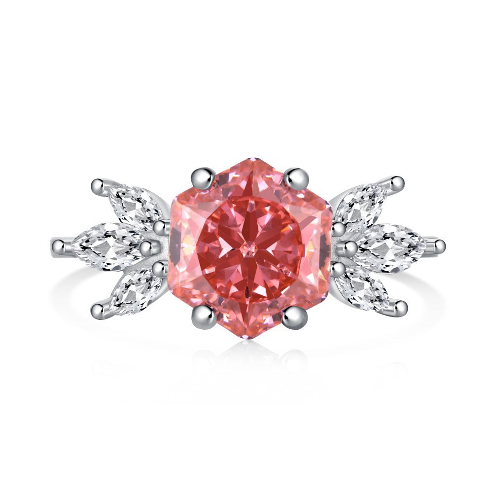 Sterling Silver Geometric Zircon Ring