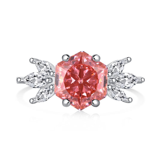 Sterling Silver Geometric Zircon Ring