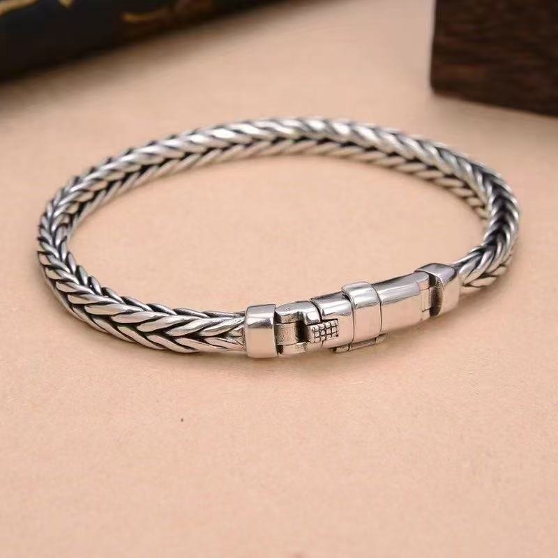 Sterling Silver Hand-Woven Bolt Keel Bracelet