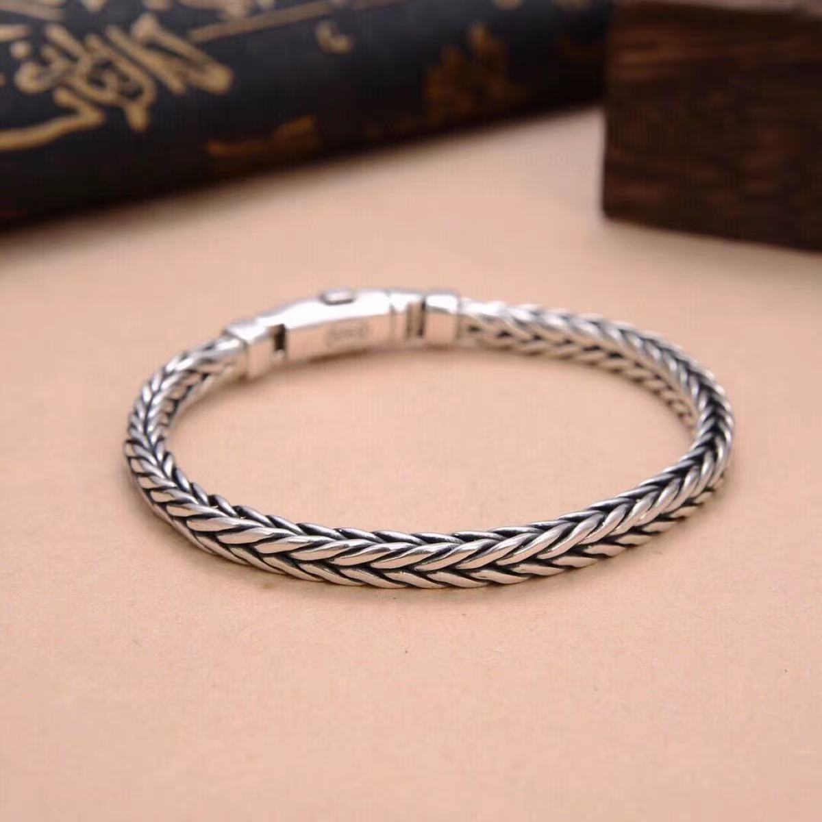 Sterling Silver Hand-Woven Bolt Keel Bracelet
