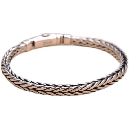 Sterling Silver Hand-Woven Bolt Keel Bracelet