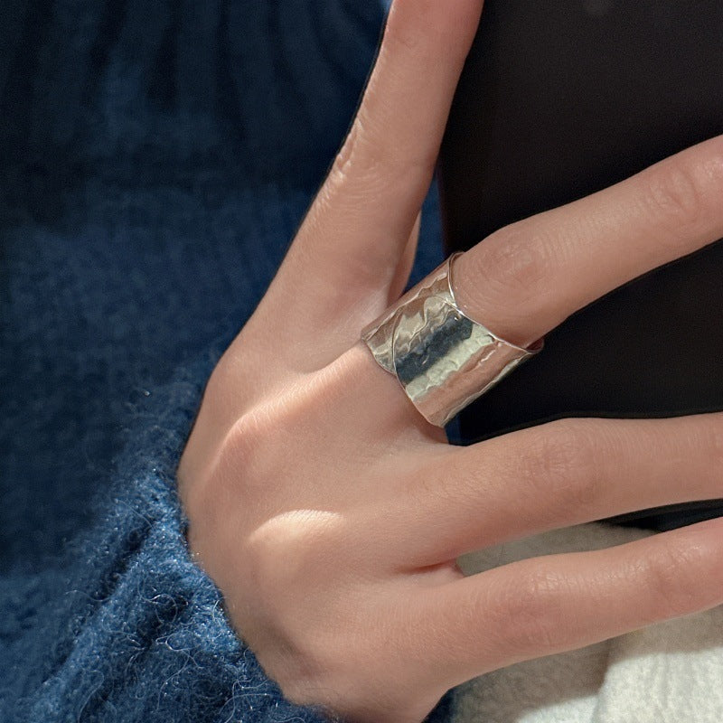 Sterling Silver Handmade Hammered Plain Band Ring
