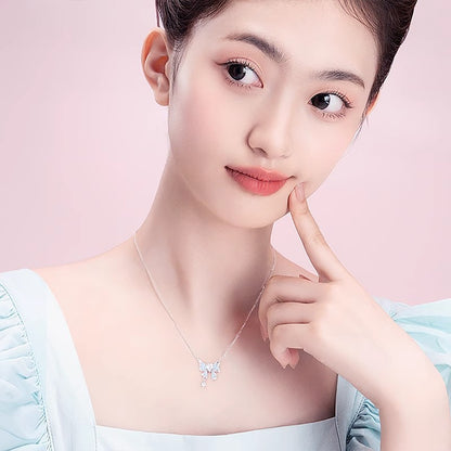 Sterling Silver Heart Bowknot Luminous Necklace