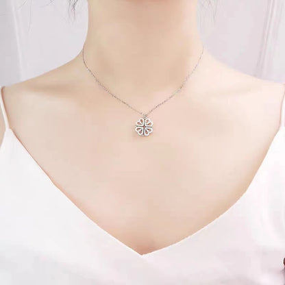Sterling Silver Heart Clover Two-Wear Necklace