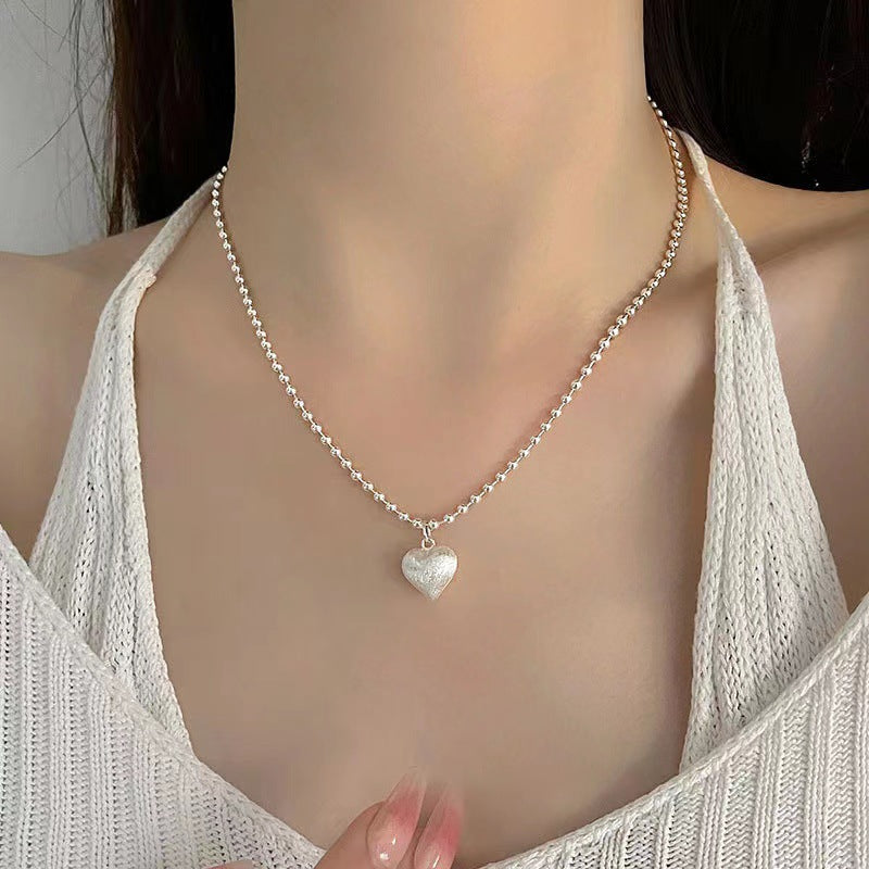 Sterling Silver Heart Pendant Ball Chain Necklace